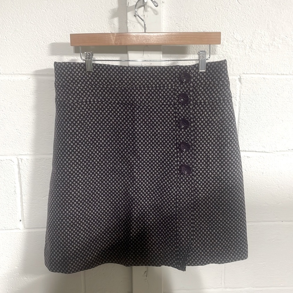 Talbots Purple 100% Wool Button Front Mini Skirt Sz 12